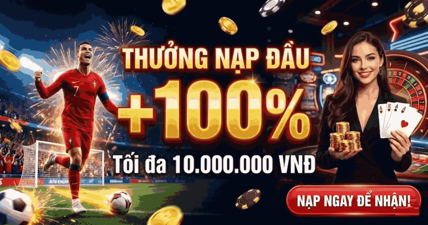 Khuyến mãi thưởng chào mừng 100% tại 999BET nhận tối đa 10 triệu đồng